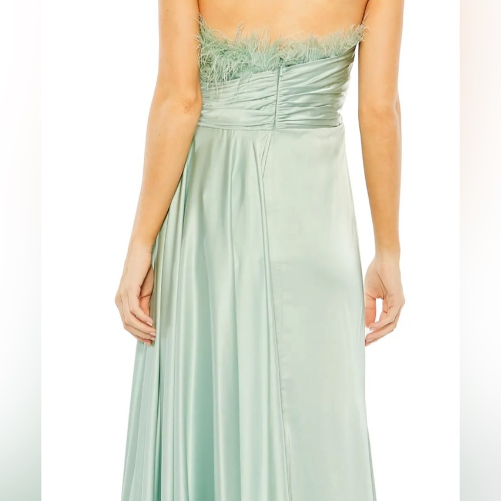 Mac Duggal Feather Satin Gown - Picture 3 of 4